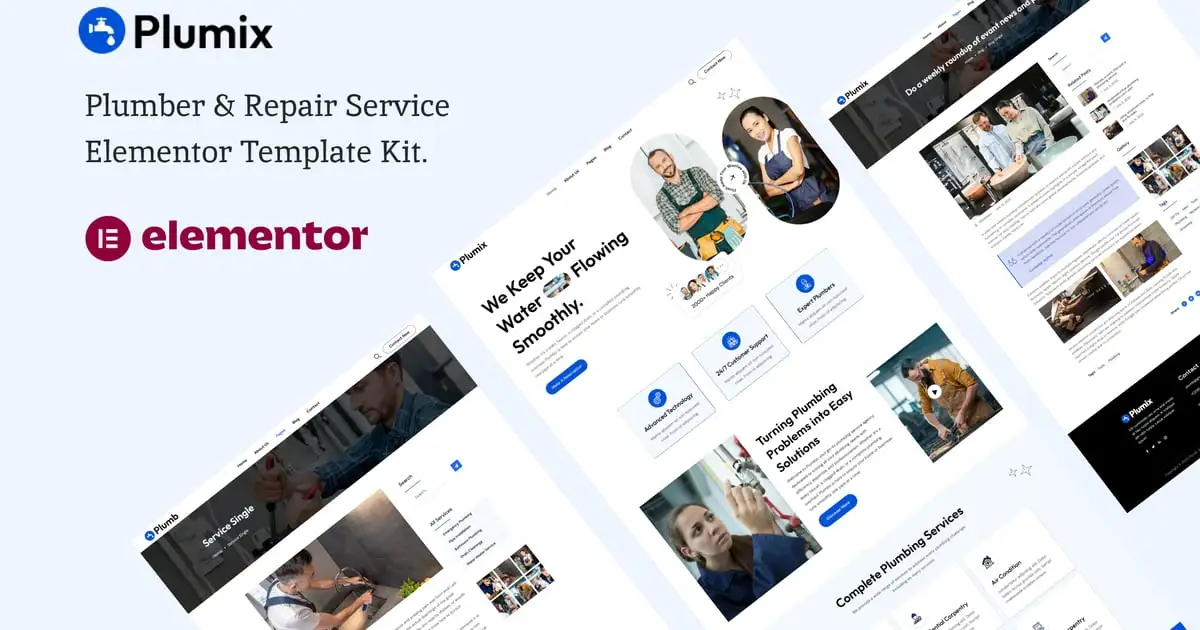 Plumix – Plumber & Repair Service Elementor Template Kit
