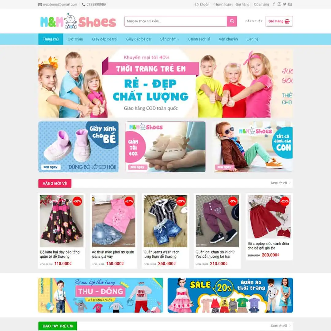 Mẫu Website Baby Shop - Đồ Mẹ Và Bé - Shop Online - Cài Đặt Sẵn