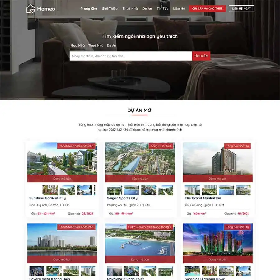 Mẫu Website Bất Động Sản 10 - Cài Đặt Sẵn