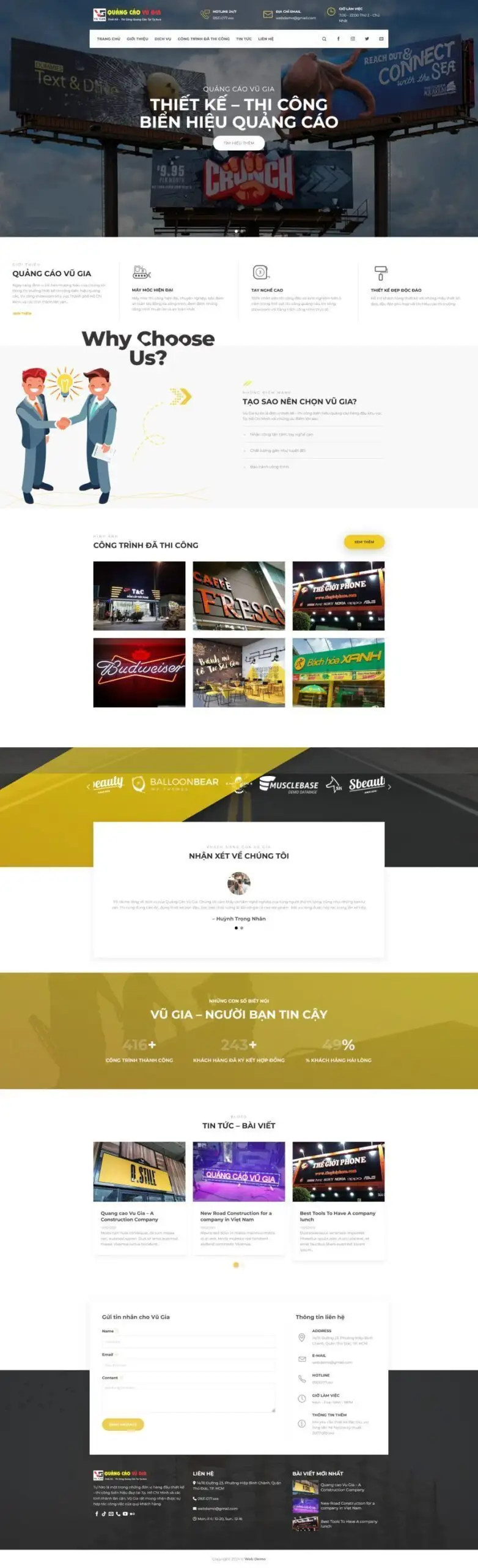 Mẫu Website Thi Công Biển Hiệu 2 - Quảng Cáo - Cài Đặt Sẵn