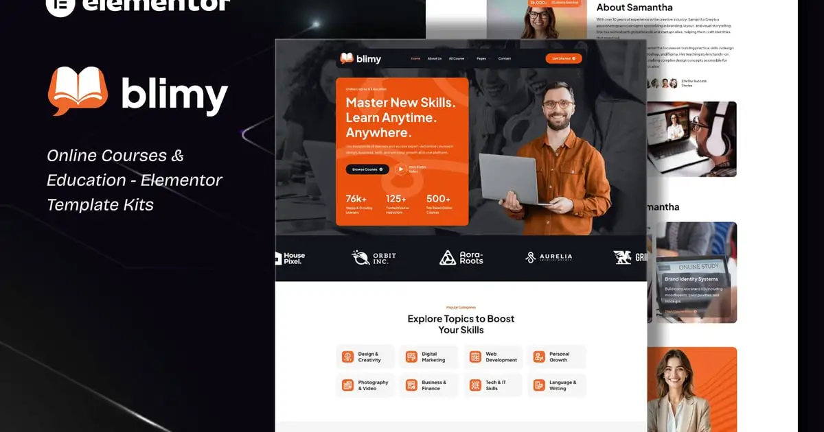 Blimy – Online Courses & Education Elementor Template Kits