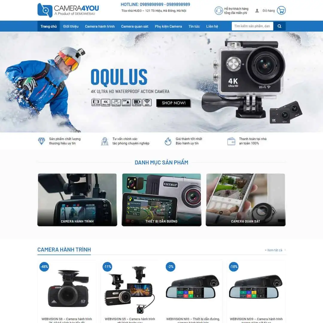 Mẫu Website Shop Bán Camera 01 - Thiết Bị An Ninh - Shop Online - Cài Đặt Sẵn