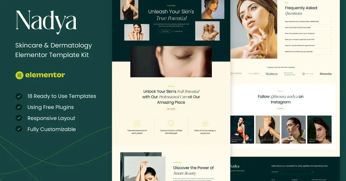 Nadya – Skincare & Dermatology Elementor Template Kit