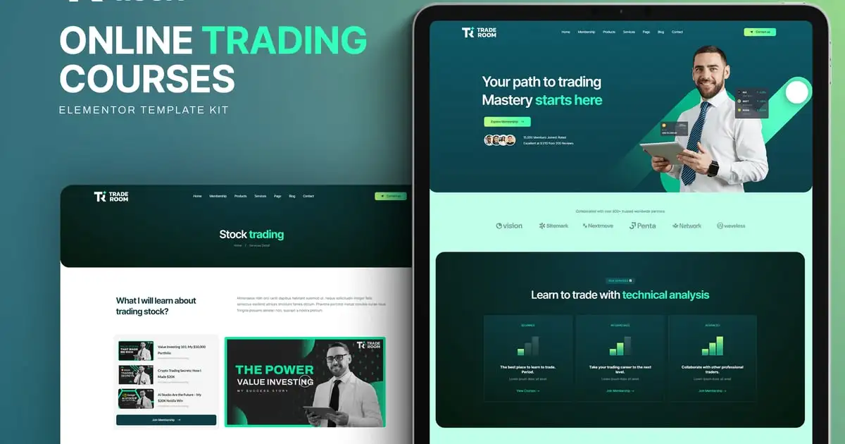 Traderoom – Online trading courses Elementor Template Kit