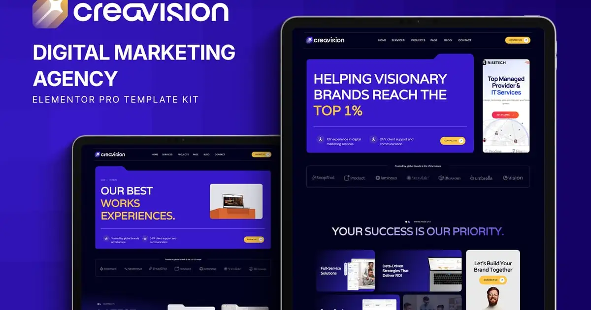 Creavision – Digital Marketing Agency Elementor Pro Template Kit