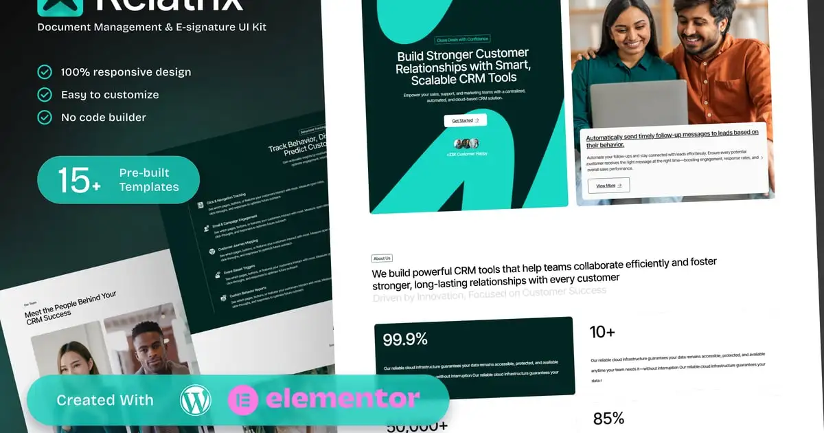 Relatrix – CRM SAAS Platform Elementor Template Kit for Customer Relationship Solutions