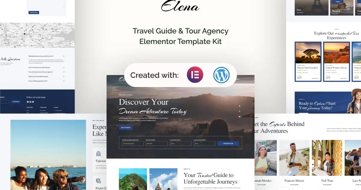 Elena – Travel Guide & Tour Agency Elementor Template Kit