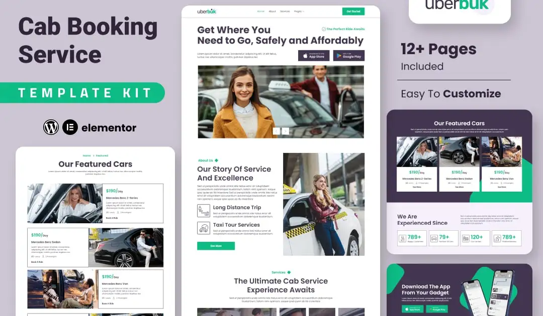 Uberbuk – Taxi Company & Online Cab Service Elementor Template Kit