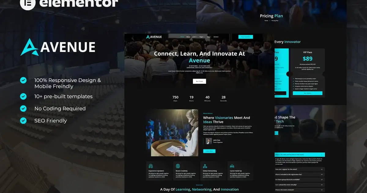 cover1 Avenue – Event & Conference Elementor Template Kit