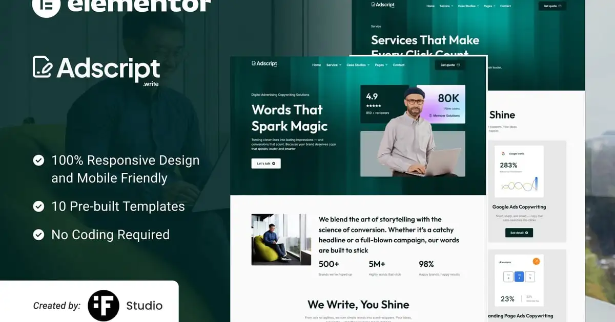cover20adscript Adscript – Digital Copywriting & Advertising Elementor Template Kit