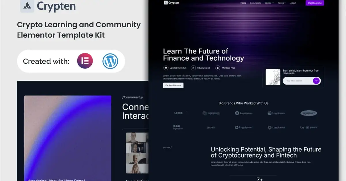 cover20crypten Crypten – Crypto Learning and Community Elementor Template Kit