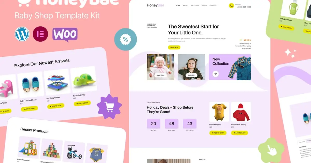 cover20elementor20kit HoneyBae – Baby Shop Ecommerce Elementor Pro Template Kit