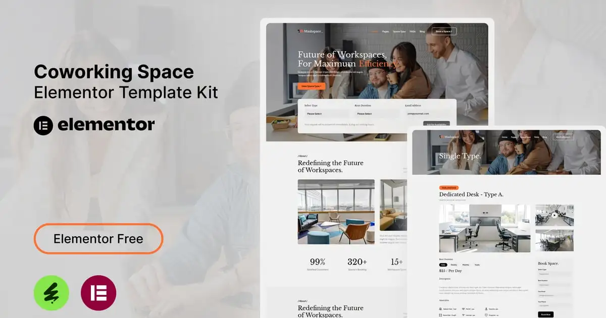 Mashspace – Coworking Space Elementor Template Kit
