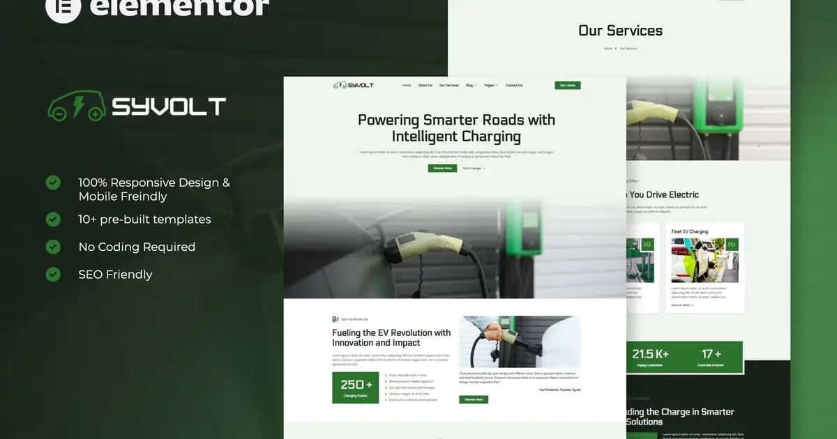 Syvolt – Electric Vehicle & Charging Station Elementor Template Kit