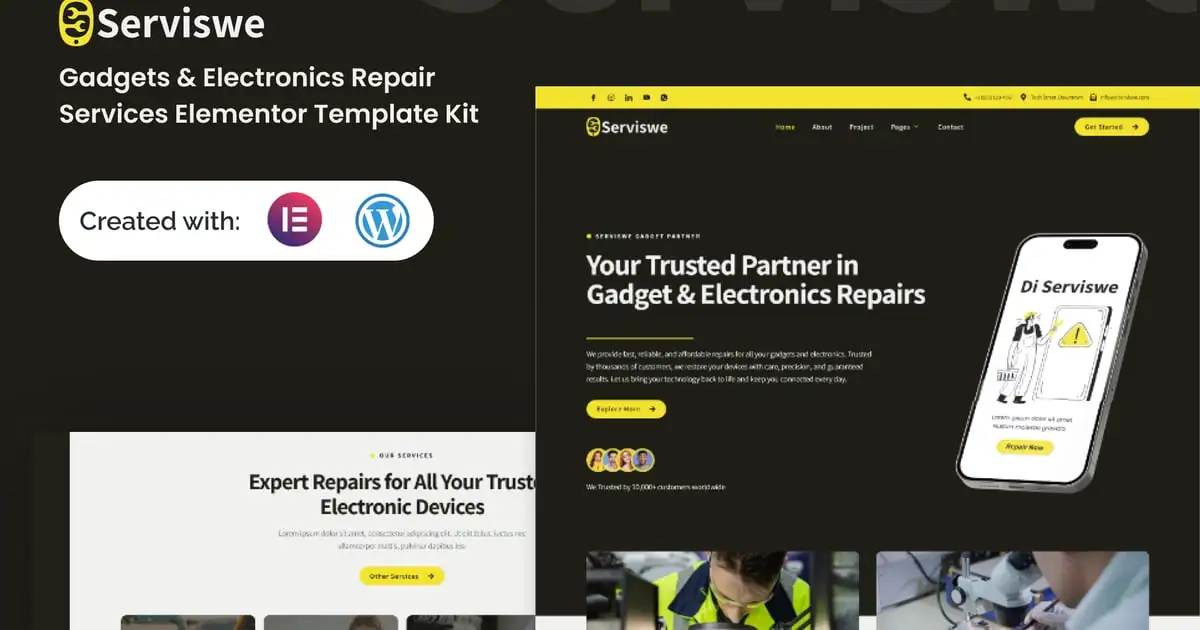 Serviswe – Gadget & Electronic Repair Service Elementor Template Kit