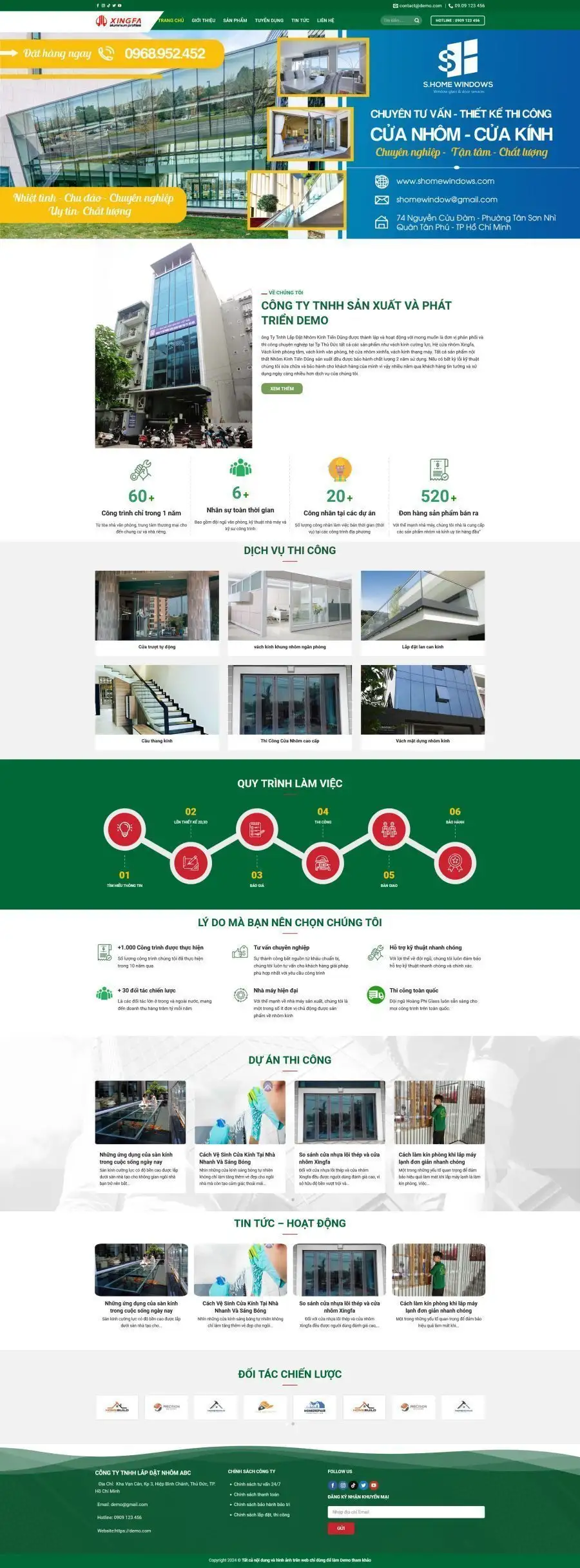 Mẫu Website Cửa Nhôm Kính - Vật Liệu Xây Dựng - Cài Đặt Sẵn