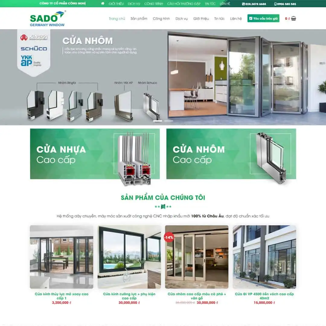 Mẫu Website Công Ty Nhôm Kính 01 - Cài Đặt Sẵn