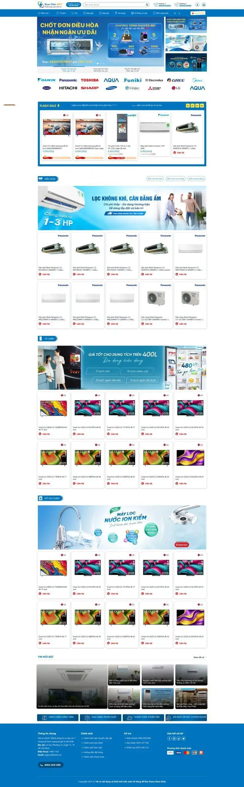 Mẫu Website Bán Điện Máy 9 - Shop Online - Cài Đặt Sẵn