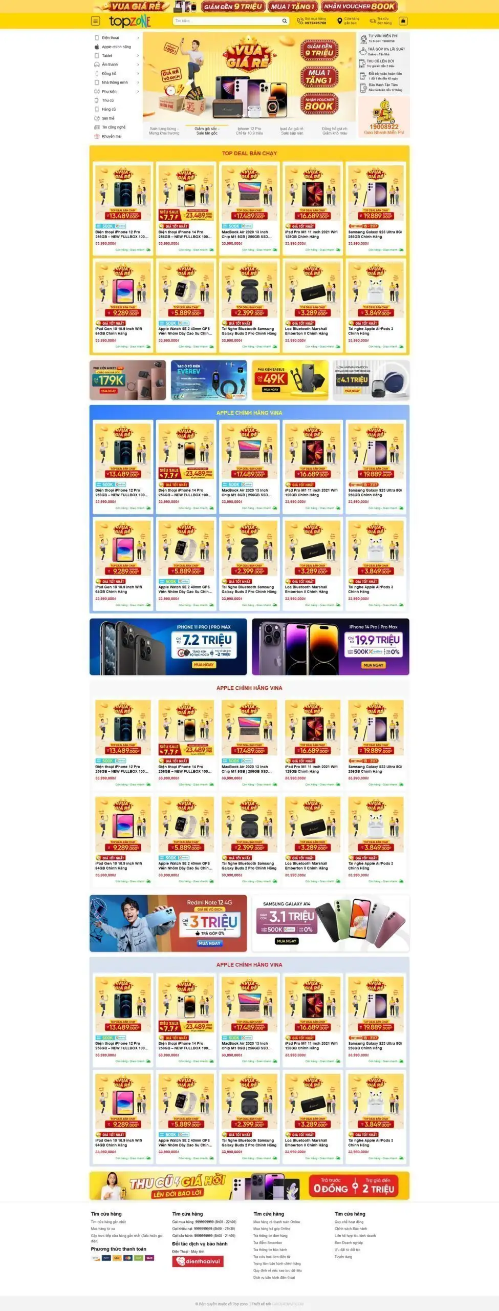 Mẫu Website Bán Điện Thoại - Đồ Công Nghệ - Shop Online - Cài Đặt Sẵn