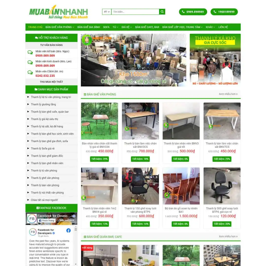 Mẫu Website Bán Nội Thất Đồ Cũ - Shop Online - Cài Đặt Sẵn