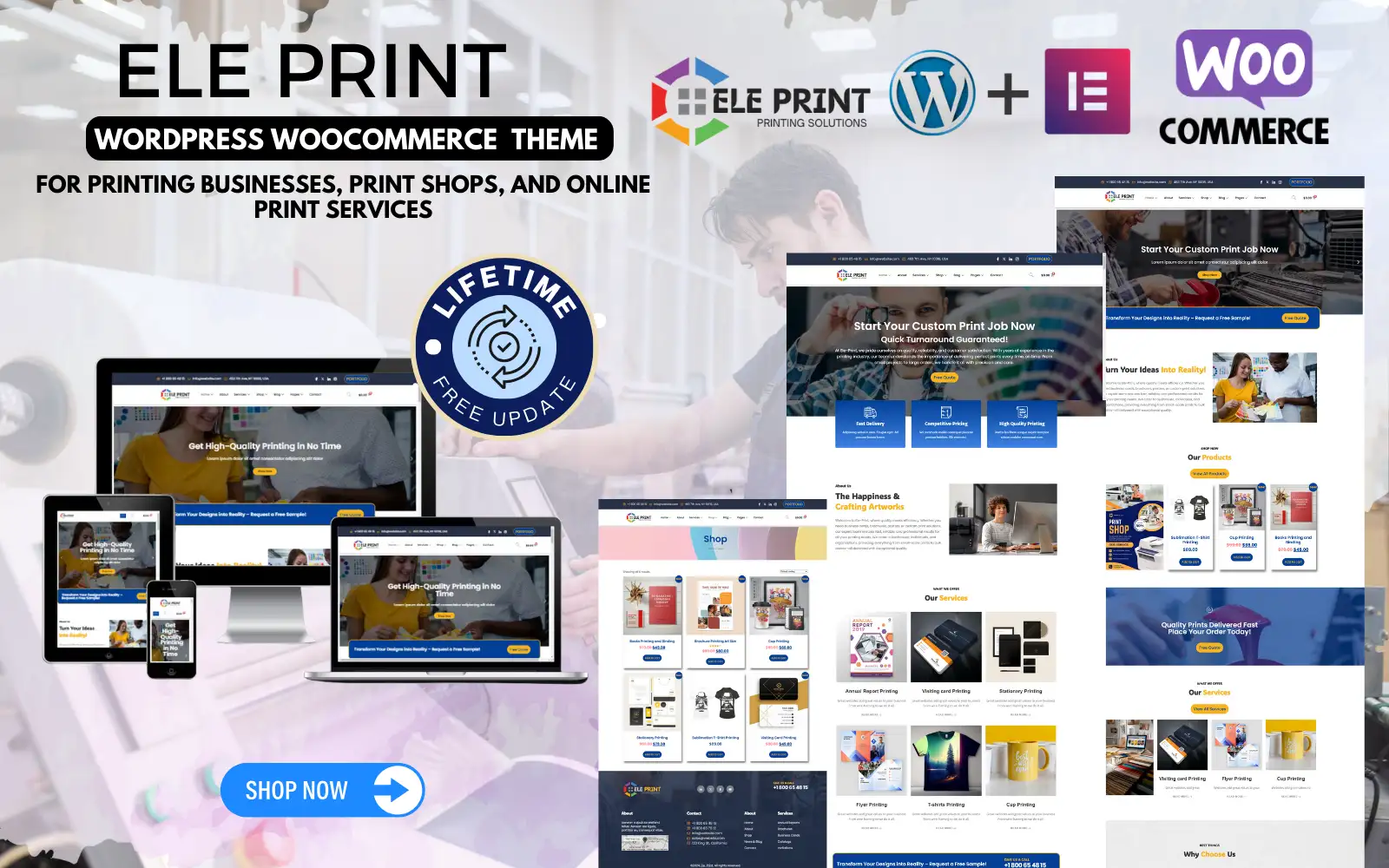 Ele-Print: Print Shops, Digital Printing and Custom Products WordPress WooCommerce Elementor Theme WordPress Theme