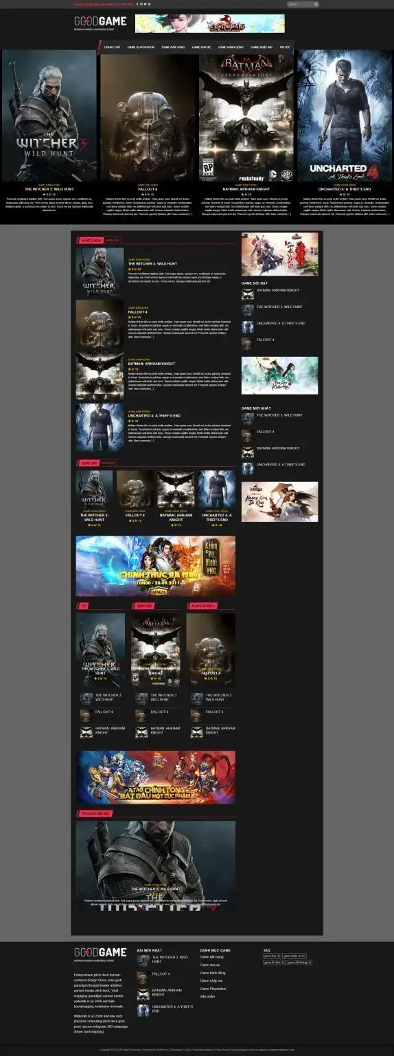 Mẫu Website Review Game - Quảng Cáo Giải Trí - Cài Đặt Sẵn