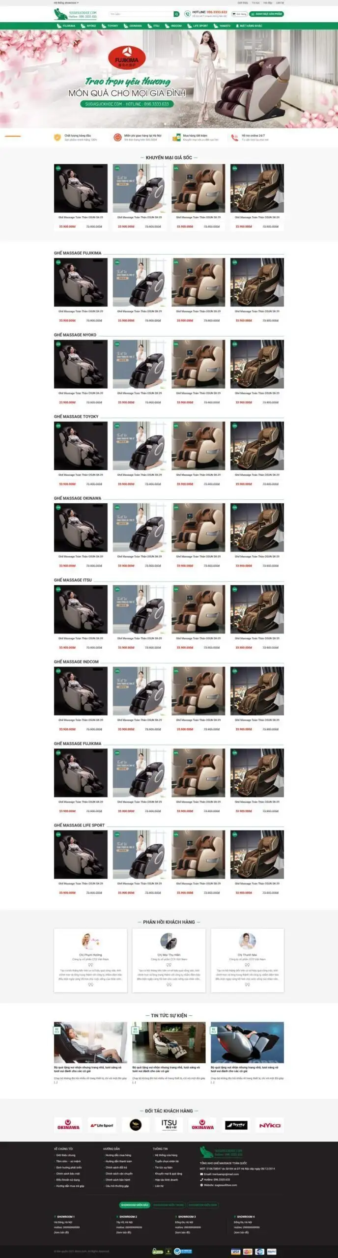 Mẫu Website Bán Ghế Massage 3 - Nội Thất Chăm Sóc Sức Khỏe - Cài Đặt Sẵn