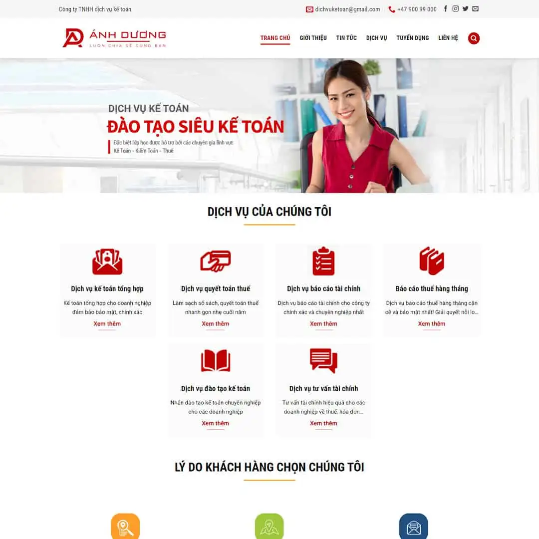 Mẫu Website Giới Thiệu Công Ty Dịch Vụ Kế Toán - Cài Đặt Sẵn
