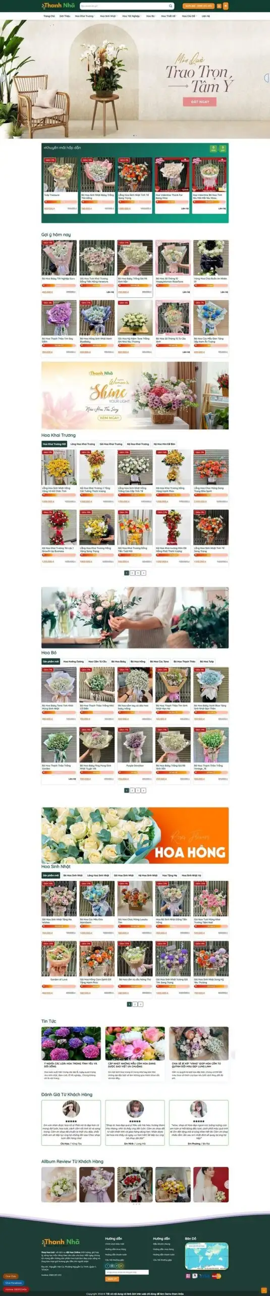 Mẫu Website Bán Hoa Tươi 2 - Shop Online - Cài Đặt Sẵn
