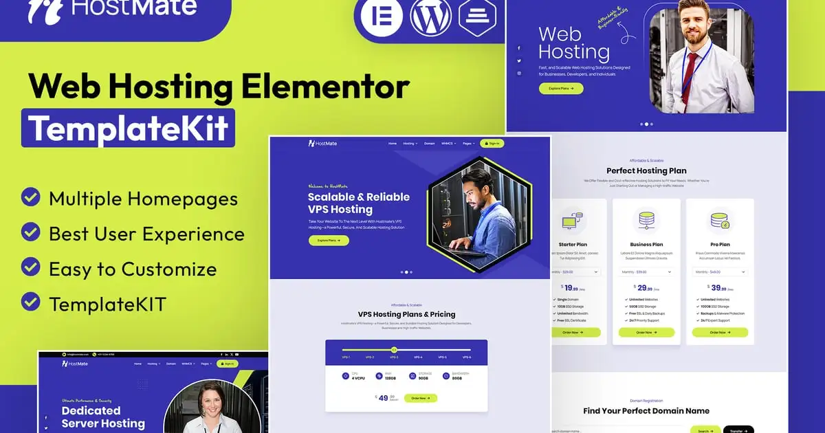 HostMate – Web Hosting Elementor Template Kit