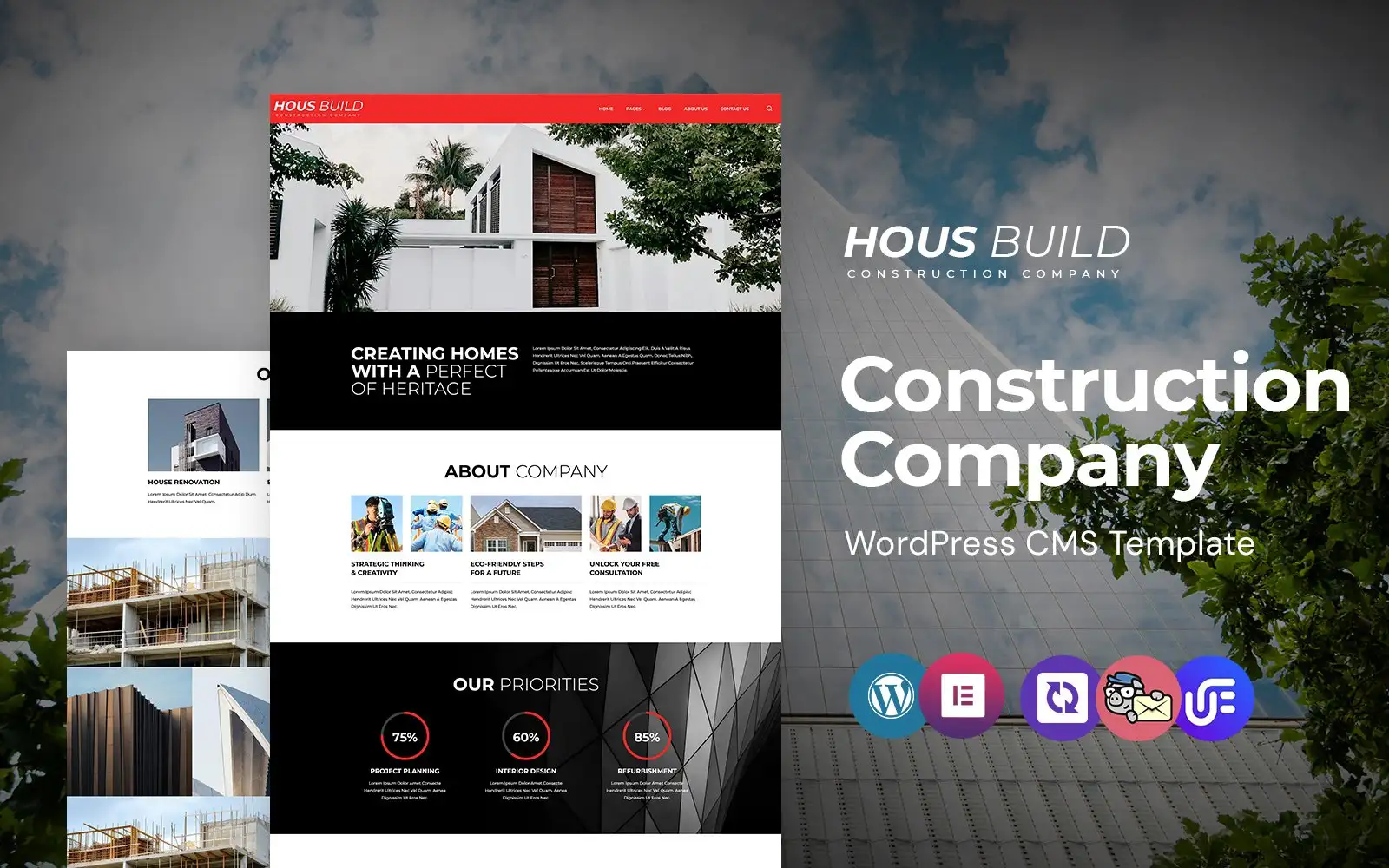 Hous build – Architecture And Construction Company Responsive WordPress Elementor Theme WordPress Theme