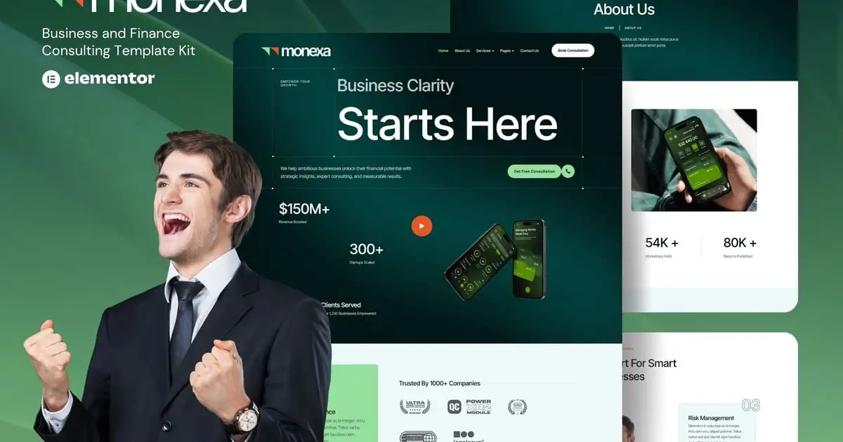 Monexa – Business & Finance Consulting Elementor Template Kit