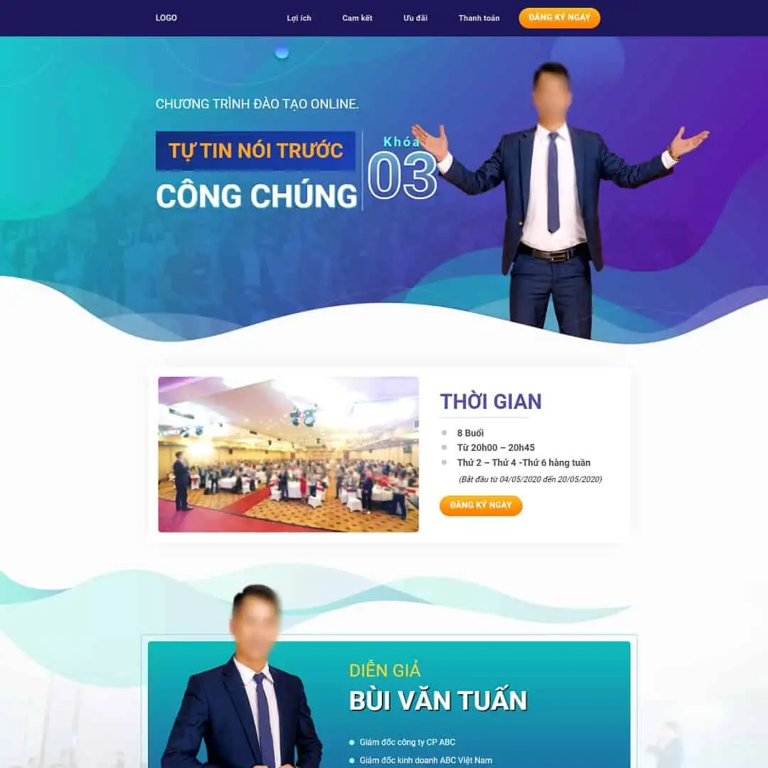 Mẫu Website Landing Page Khóa Học Giao Tiếp - Giáo Dục Online - Cài Đặt Sẵn