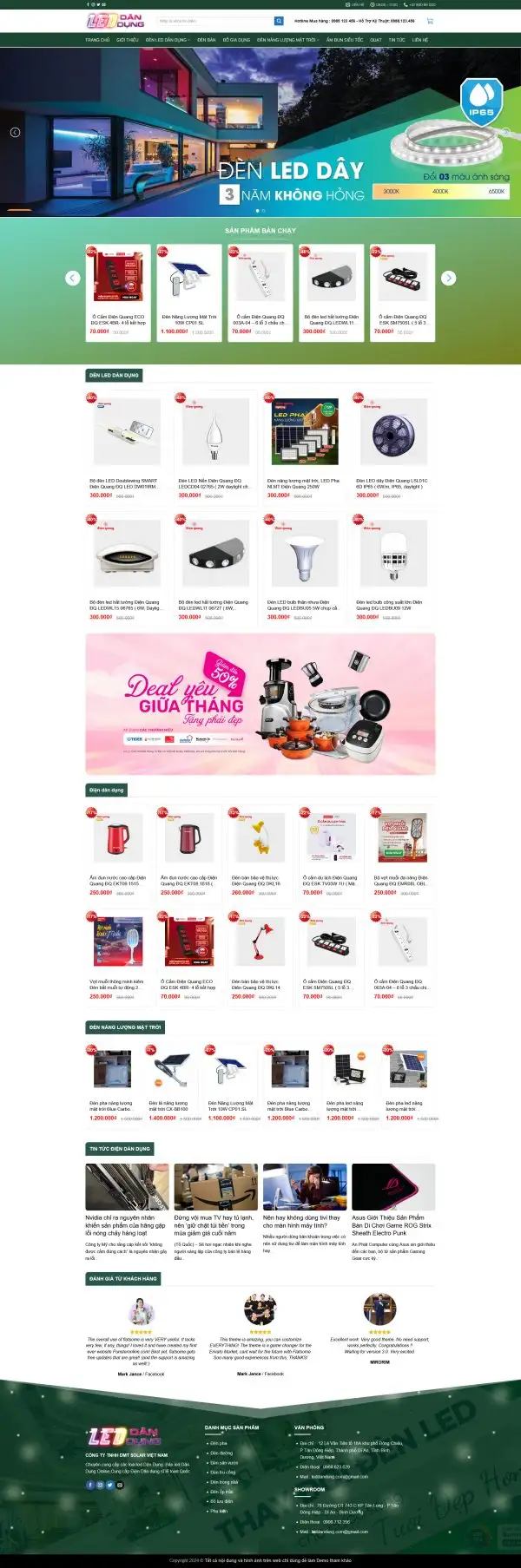 Theme wordpress bán đèn led ,thiết bị điện dân dụng