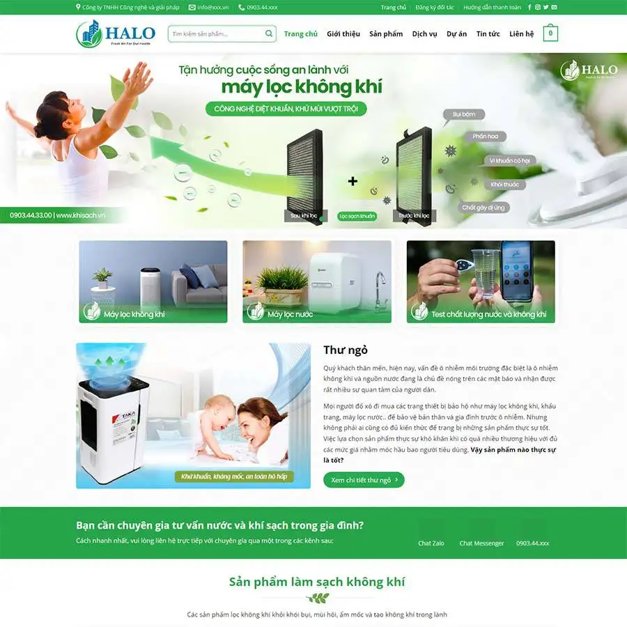 lockhi3 Mẫu Website Bán Máy Lọc Khí 03 - Shop Online - Cài Đặt Sẵn