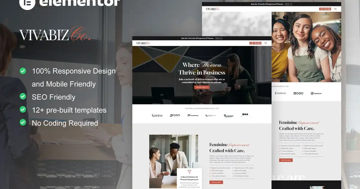 Vivabiz – Feminine Business Coaching Elementor Template Kit