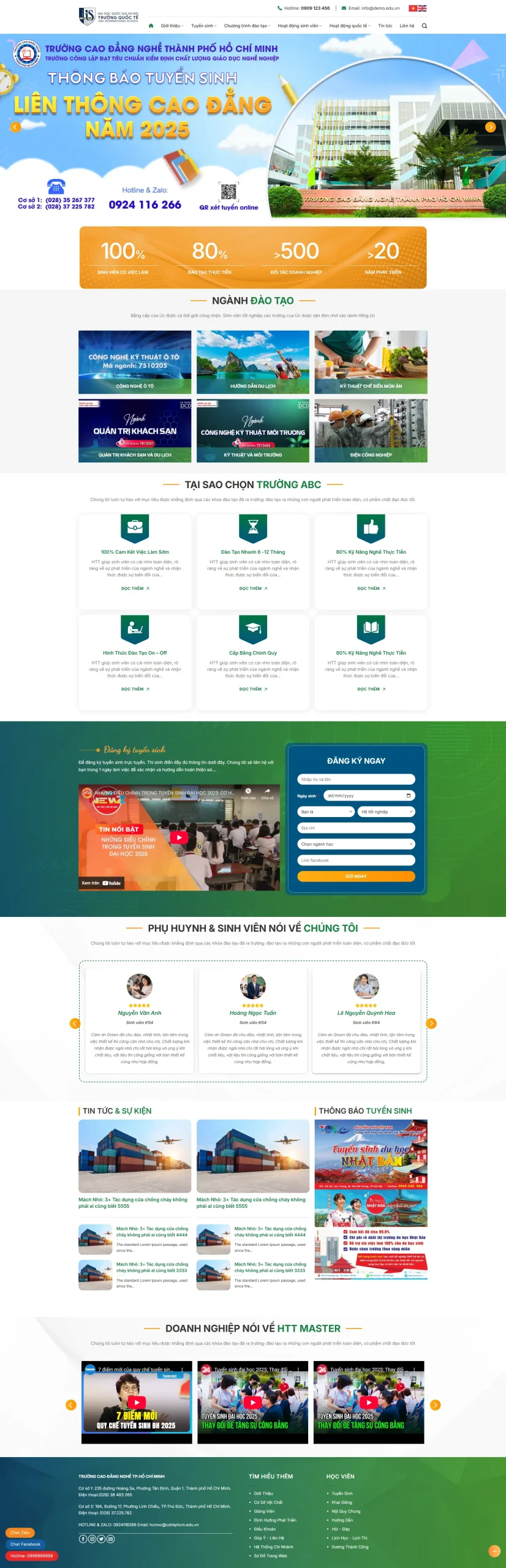 Mẫu Website Trường Dạy Nghề - Giáo Dục Đào Tạo - Cài Đặt Sẵn