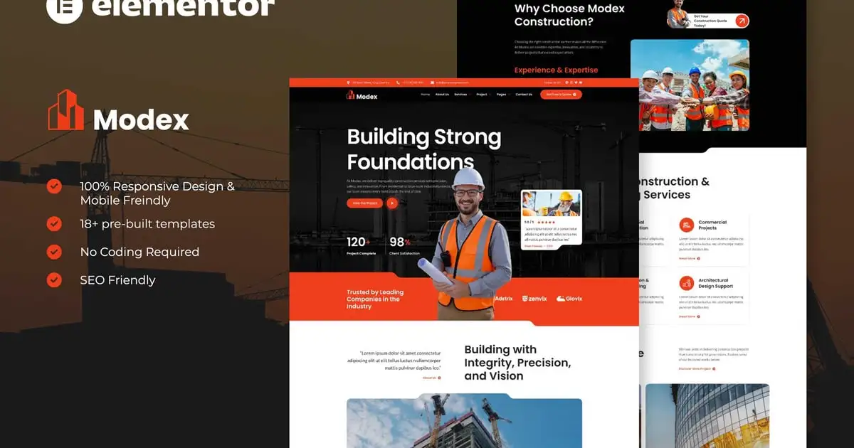 modex-cover-image Modex – Construction & Building Services Elementor Template Kit