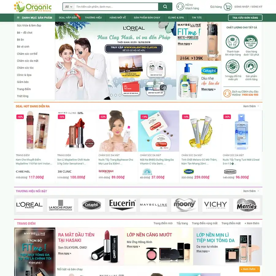 Mẫu Website Bán Mỹ Phẩm Nữ - Shop Online - Cài Đặt Sẵn
