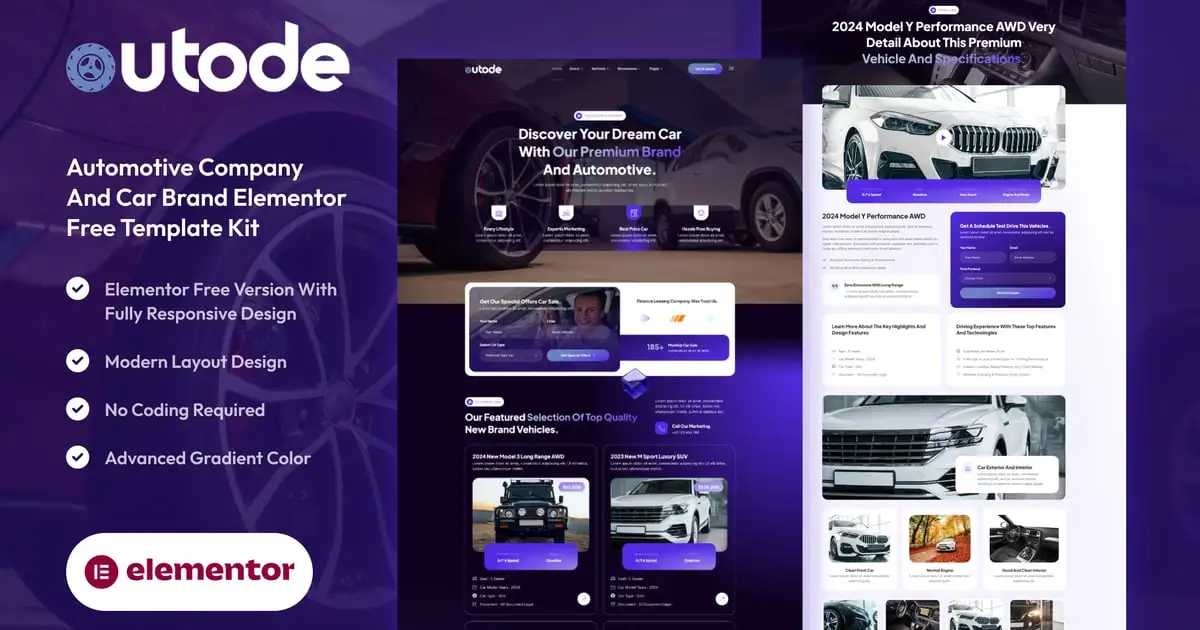 Autode – Automotive Company And Car Brand Elementor Template Kit