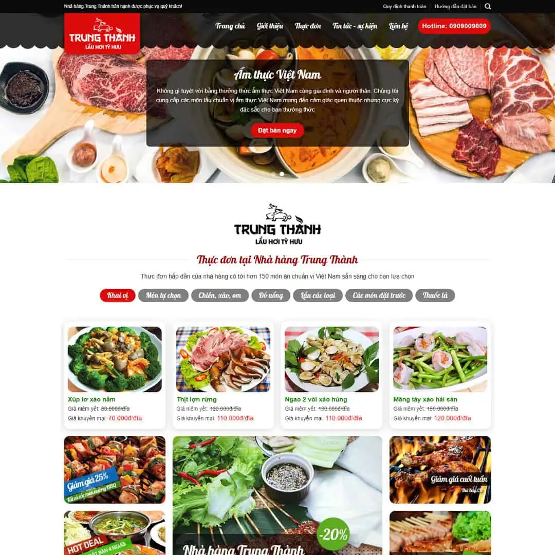 Mẫu Website Nhà Hàng Ăn Uống - Ẩm Thực - Cài Đặt Sẵn