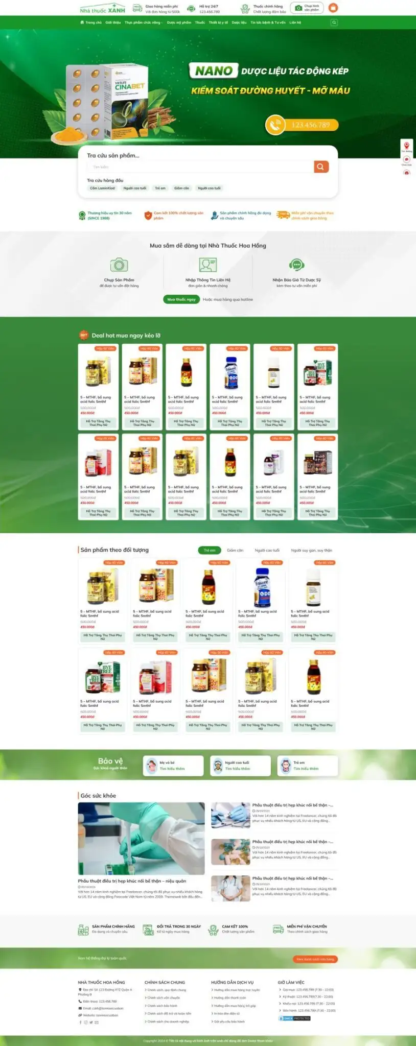 Mẫu Website Nhà Thuốc 6 - Dược Phẩm - Cài Đặt Sẵn