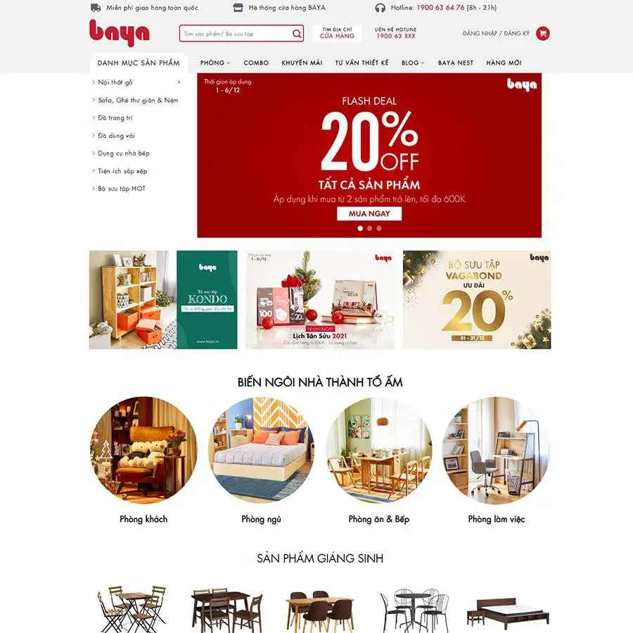 noithat24 Mẫu Website Nội Thất 24 - Shop Online - Cài Đặt Sẵn