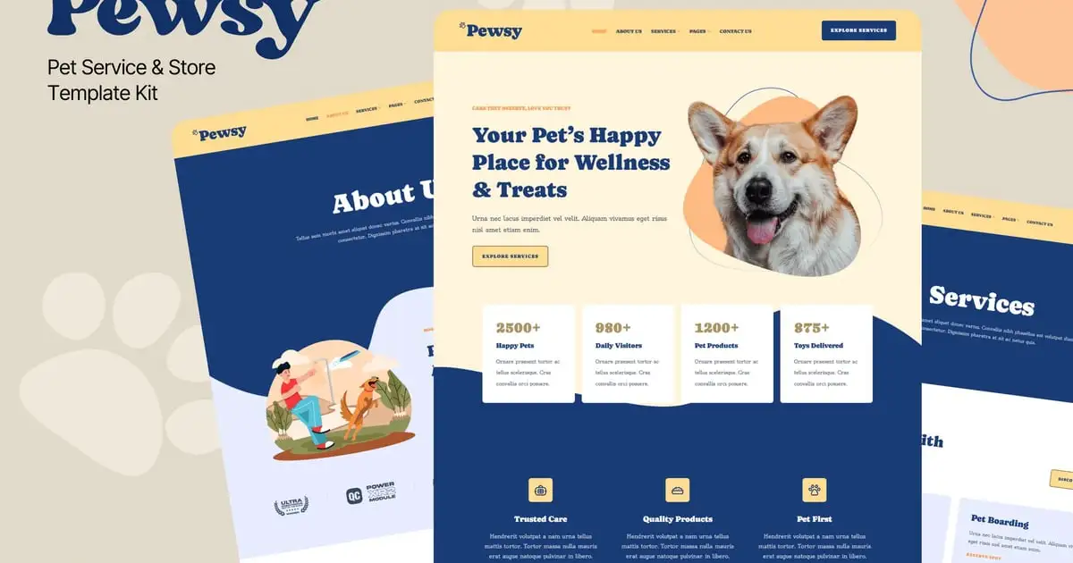 Pewsy – Pet Service & Store Elementor Template Kit