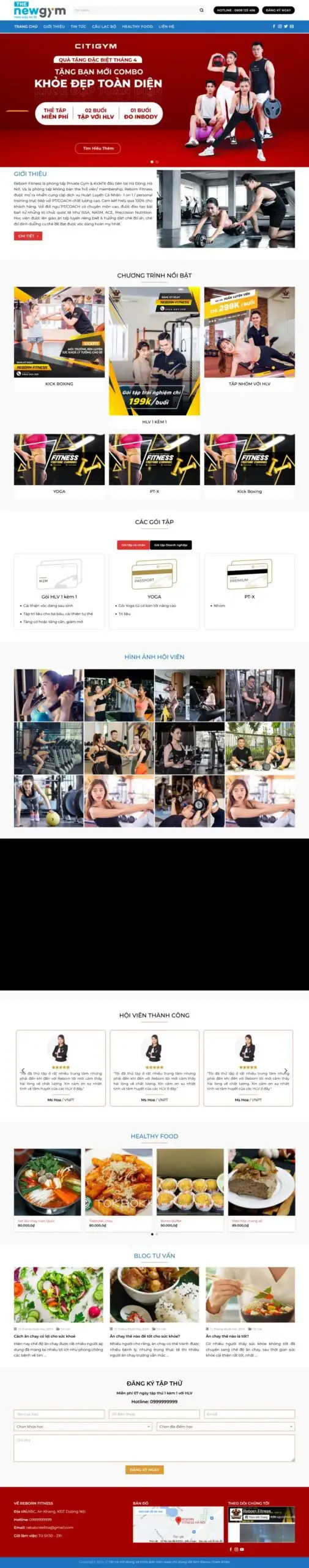 Mẫu Website Phòng Tập Gym - Fitness Thể Hình - Cài Đặt Sẵn
