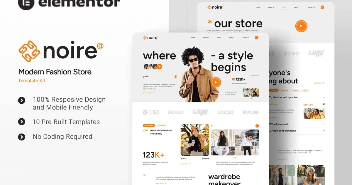 Noire – Modern Fashion Store Elementor Template Kit