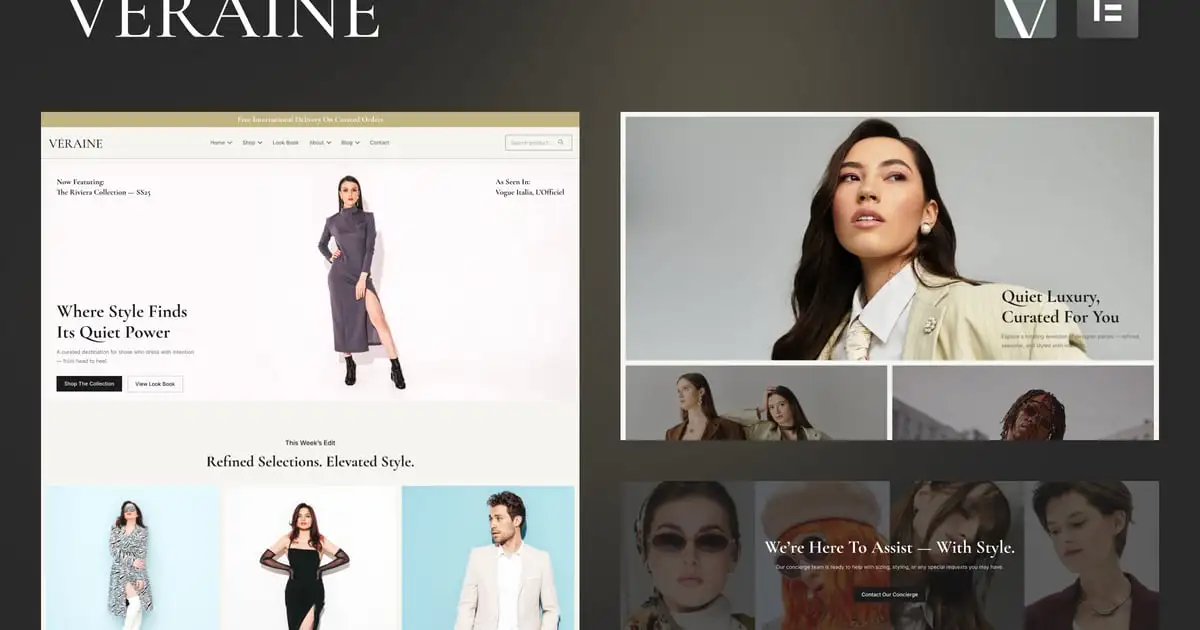 Veraine – Luxury Fashion Marketplace Elementor Template Kit
