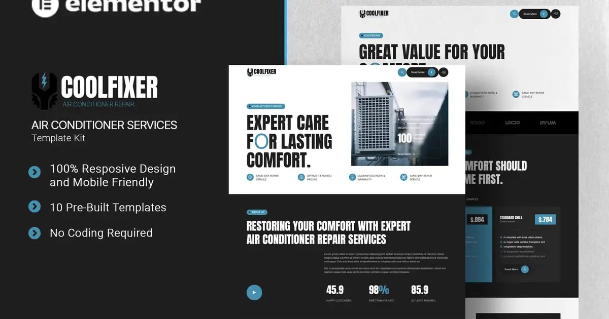 preview20coolfixer Coolfixer – Air Conditioner Services Elementor Template Kit