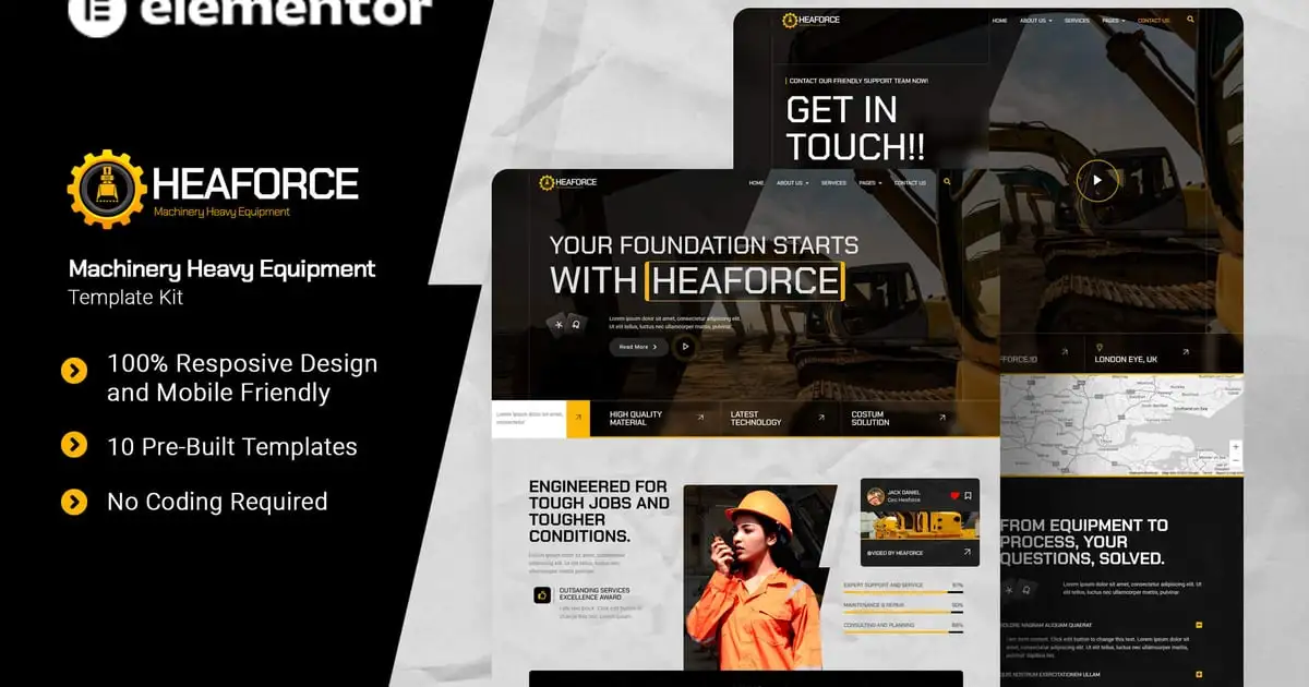 Heaforce – Machinery Heavy Equipment Elementor Template Kit