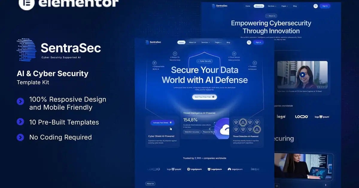 SentraSec – AI & Cyber Security Elementor Template Kit